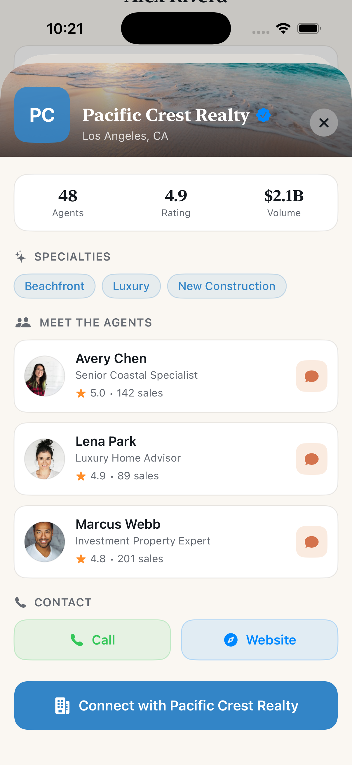 NestSwipe saved property collection